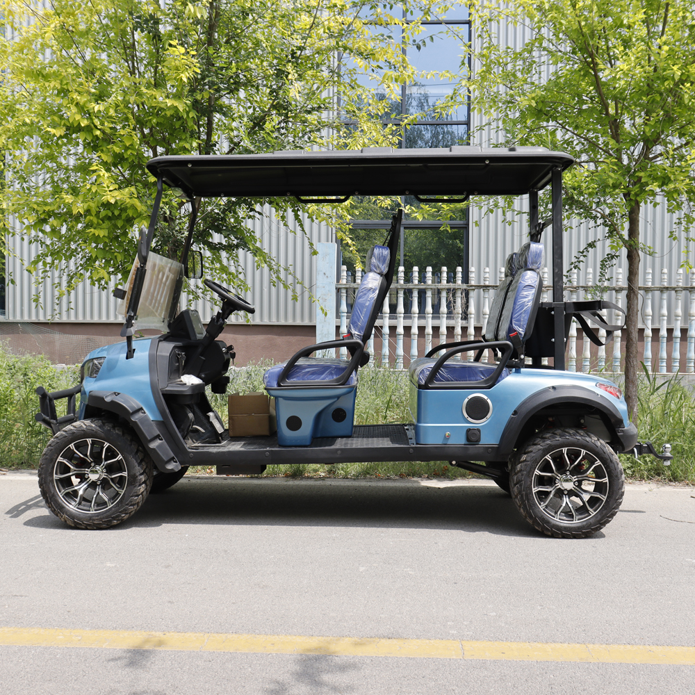 Blue 4-seater golf cart for sale Alberta | Road Ready for Sylvan Lake