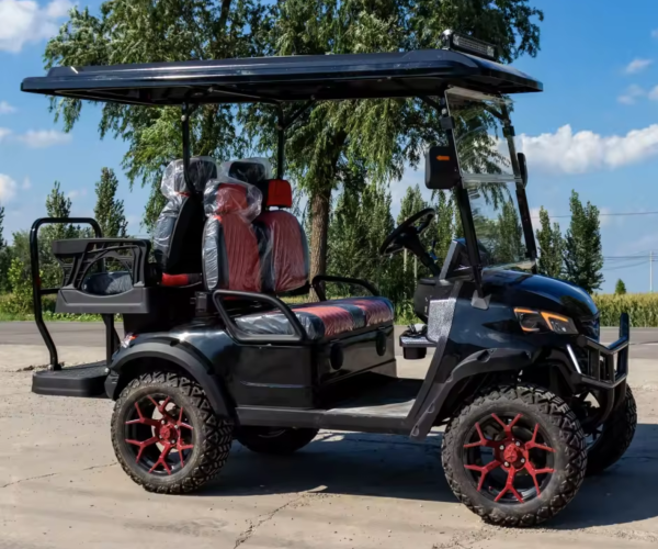 Black golf cart side view Alberta